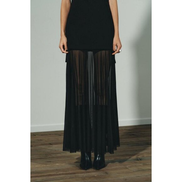 ZARA CONTRAST SHEER DRESS - Picture 5 of 11